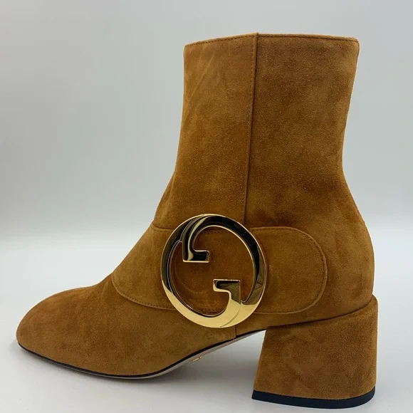 Brand New Gucci Suede Cachemire Boots in Blondie Cognac size 35.5 - Picture 3 of 10